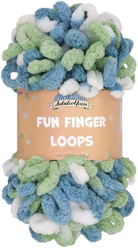 JubileeYarn Fun Finger Loops Yarn - Multicolor Blue Green - 1 Skein by BambooMN
