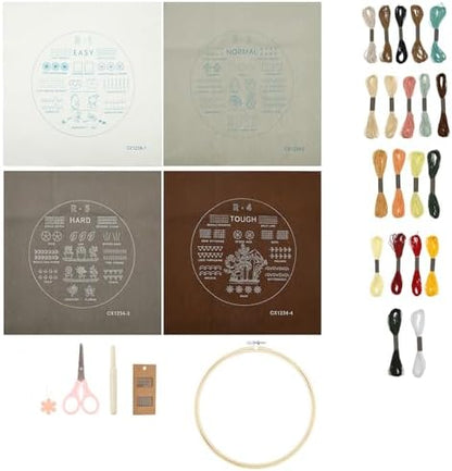 4 Sets Embroidery Kit for Beginners Including Embroidery Cloth with Patterns Thread Complete Sewing Practice Set for Adults DIY Craft,Easy to Learn 38 Different Stitches by NEMTMCUA