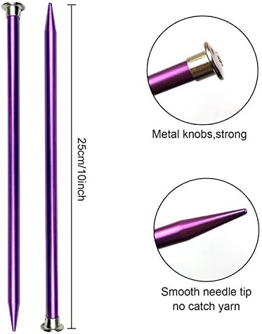 Weabetfu Aluminum Metal Knitting Needle,Colored Straight Single Pointed,10-inch Length for Handmade DIY Knitting,Size US 11(8.0mm) - Image 3