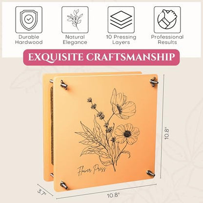 Wooden Flower Press Kit for Drying & Preserving Flowers, 10 Layers - Image 5