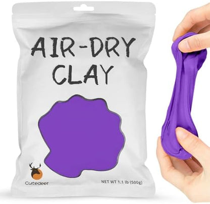 Cutedeer Purple Air Dry Clay, 1.1lb Foam Modeling Clay, Soft Squishy Molding for Kids Adults, Arts & Crafts Project Slime Supplies(1.1lb - 1 Pack, Purple) by Cutedeer