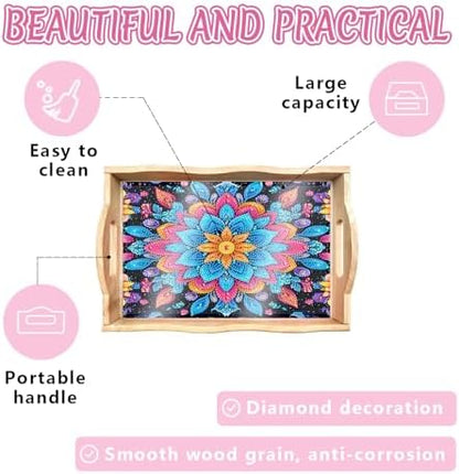DOTSOPS Mandala Diamond Painting Wooden Serving Tray with Handle for Adults - Image 4