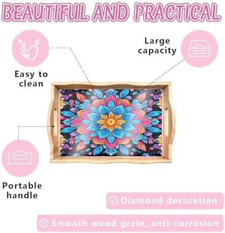 DOTSOPS Mandala Diamond Painting Wooden Serving Tray with Handle for Adults - Image 4
