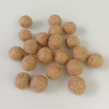 Needle Felt Balls Pure Wool Beads Dry Felted Balls 15mm Handmade DIY Crafts 20pcs (Light Brown) - Image 2