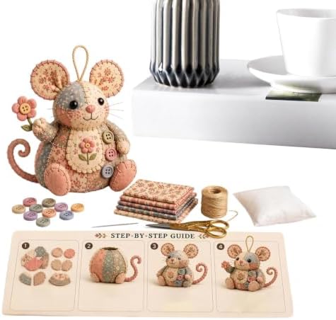Embroidery DIY Kit with Buttons Mouse Ornament - Image 7