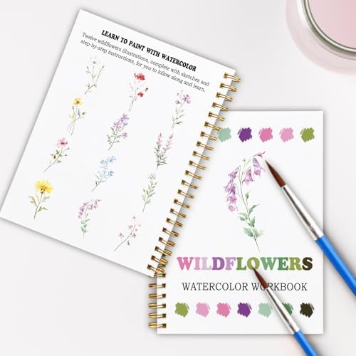 12 Wildflower Patterns Watercolor Set, Painting Book for Beginners, Stress Relief Art Gift for Women and Adults, Relaxing DIY Workbook, Boho Nature Lover Kit - Image 6