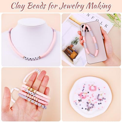 3500 PCS Clay Beads Bracelet Making Kit, Pink Gray Beads for Crafts - Image 4