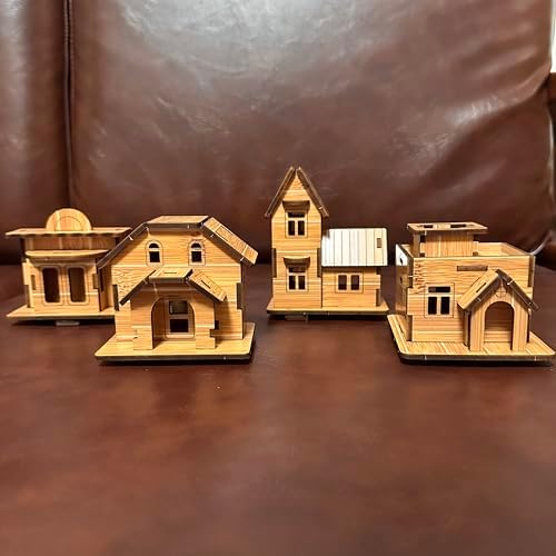 4-in-1 Log Cabin Mini House 3D Wooden Puzzle Building Kit Set - Image 4