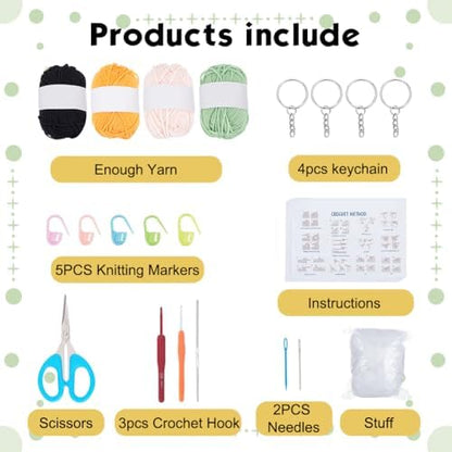 WEBEEDY 4 Sets Crocheting Animal Keychain Kits DIY Beginner Leprechaun Knitting Set with Instruction,Yarn,Hook for Adults,Complete Crochet Kit for Knitting Supplies St.Papa's Day Decor Gifts - Image 2