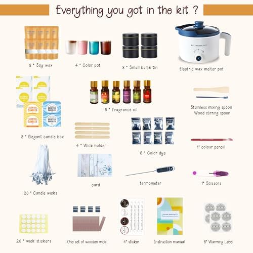 Scented Candle Making Starter Kit with Glass Jars for Adults - Image 2