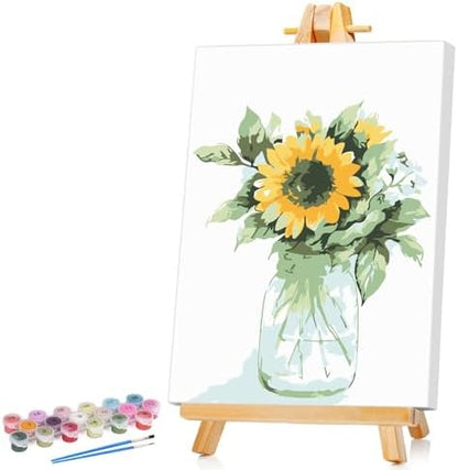Ginkko Framed Paint by Numbers Kit for Adults 8X 12 inch, Vase Flowers by Ginkko