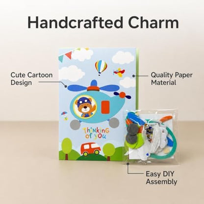 JISADER DIY Greeting Card Kit, Handmade Paper Craft, Creative Card Making Kit with Foam Stickers & Ribbons, Multicolored - Image 7