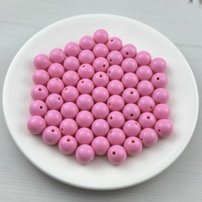 60pcs Acrylic Round Beads for Crafts 14mm Resin Candy Color Spacer Beads with Hole for Jewelry Making Sewing Crafts Decoration Necklaces Bracelets Earrings Supplies(Pink) - Image 2