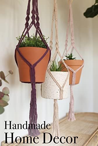 Aesthetic Creative Macrame Kit, Makes 3 DIY Plant Hangers for Teens & Adult Beginners, Craft Supplies for Boho Art Project-3 Custom Color Macrame Cord, Wooden Rings & Instructions - Image 4