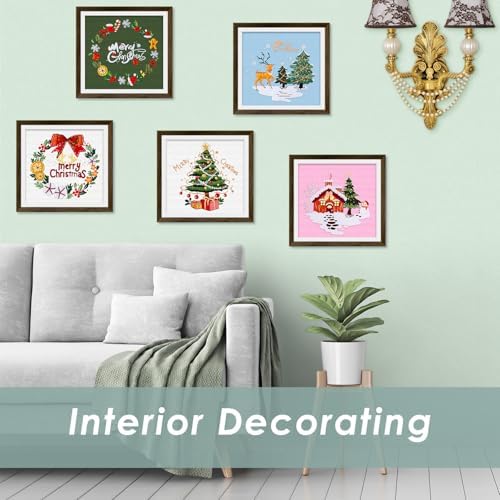 ERKOON 5 Sets Embroidery Kit for Beginners, Christmas Cross Stitch Set with Easy Pattern Embroidery Cloth Hoops Threads for Craft Lover Hand Stitch - Image 7