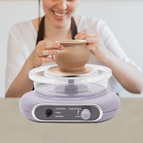 Jiabailie Mini Pottery Wheel Kit,4.7" Turntable Electric Pottery Wheel with Foot Pedal,Clay Making Pottery Machine with 8 Pottery Shaping Tools, Craft Kits for Kids - Image 6