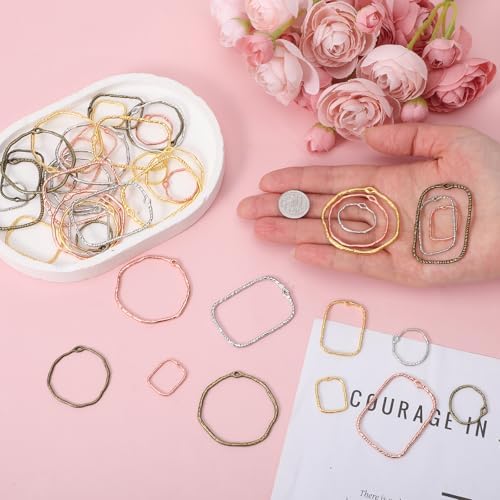 48 Pcs Alloy Open Back Bezel Pendants, 6 Styles Hollow Frame Pendants Ring for Resin Jewelry Making - Image 4