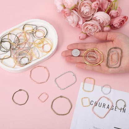 48 Pcs Alloy Open Back Bezel Pendants, 6 Styles Hollow Frame Pendants Ring for Resin Jewelry Making - Image 4