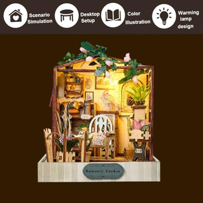 Book Nook Kit, DIY Miniature House Kit with LED, 3D Wooden Puzzles for Adults Mini House Building Kit, Dollhouse Kit Bookshelf Insert Decor Creative Gifts (K078-079-080.) - Image 6