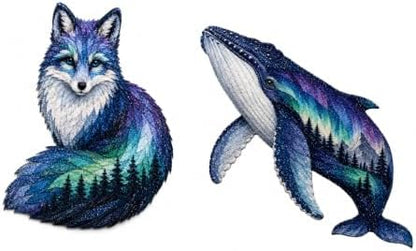 Northern Lights Animal Embroidery Kit DIY Fabric Patchwork Craft Set (F+WH) by Unknown