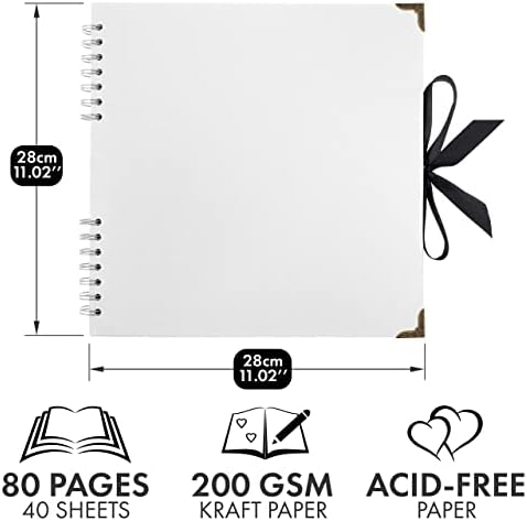 Scrapbook Album, 80 Pages, 11 x 11 Inch, White Photo Album, Scrap Book - Image 2