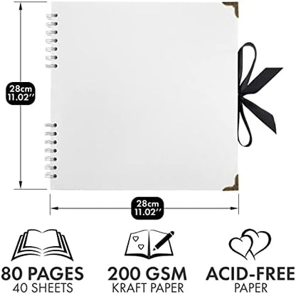 Scrapbook Album, 80 Pages, 11 x 11 Inch, White Photo Album, Scrap Book - Image 2