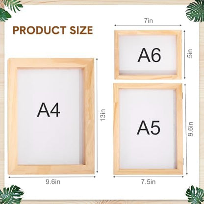 Honoson 3 Size Wooden Paper Making Screen Paper Making Mould and Frame Kit for DIY Craft(A6, A5, A4) - Image 2