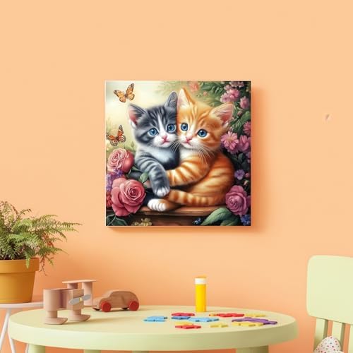 Paint by Numbers Kit for Adults, Cats and Flowers Canvas Paint by Number - Image 4