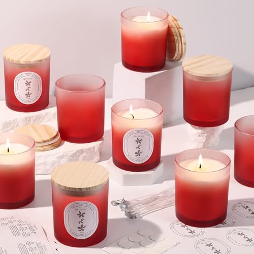 REISEN 12 Pcs 10oz Gradient Red Candle Jars for Candle Making Kit by Reisen