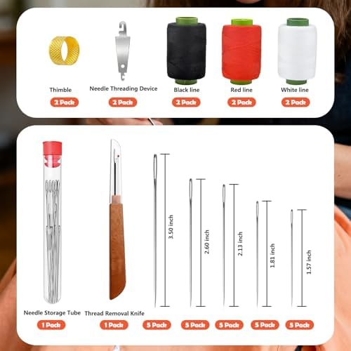 37 Piece Sewing Kit, Portable Sewing Tool Set with Stainless Steel Needles, Thread, Seam Ripper & Thimbles, Compact DIY Hand Sewing Kit for Home, Travel & Emergency Repairs - Image 2