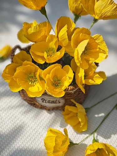 Crepe Paper Poppy Flower DIY Making Kit 24 pcs (Yellow) - Image 2