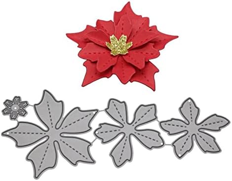 Scrapbooking Die-Cuts, Christmas Metal Cutting Dies for Card Making, Paper Craft Punch Template, Background Embossing Stencils, DIY Album Décor (Christmas Flowers-15.8x6.8cm) by FAWENUCY