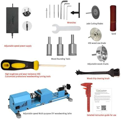 Mini Lathe Wood Lathe Machine Multi-Purpose Type Lathe Milling Cutting Grinding Polishing Professional Table Top Lathe Tool Kit - Image 3