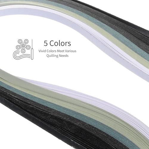 MECCANIXITY Paper Quilling Kit, 21.3 Inch 5mm Paper Quilling Strips with Blue Pen for Beginners DIY Hand Crafts Teaching Tools Flower Decoration(Black, White, Pack of 120) - Image 3