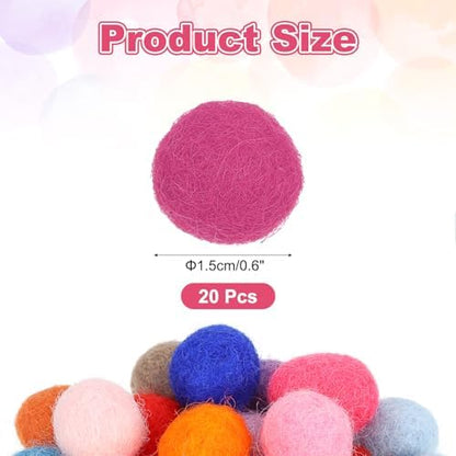 PATIKIL Wool Felt Balls Beads Wool Felting Pom 1.5cm 15mm Rose Red for Home Decor DIY Crafts Handcrafts Project Pack of 20 - Image 2