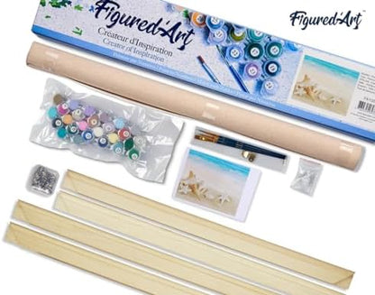 Figured'Art Paint by Numbers Kit for Adults Shells on The Seaside 16"x20" - Craft Art Painting Rolled Canvas with DIY Wooden Frame - Image 5