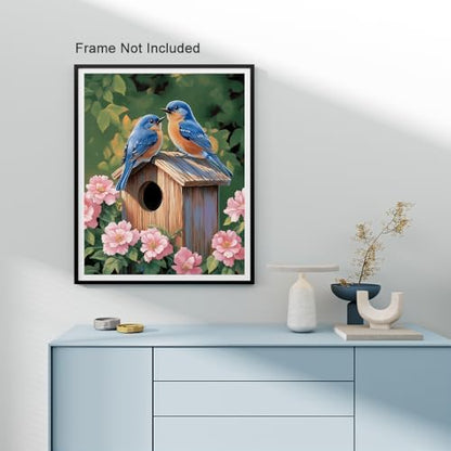 Natuyalo Paint by Numbers Kit for Adults, Blue Birds Paint By Number Kits for Beginner Animals House Acrylic Painting Kit Adults' Paint-by-Number Kits for Gift Home Wall Decor 16x20 inch - Image 3
