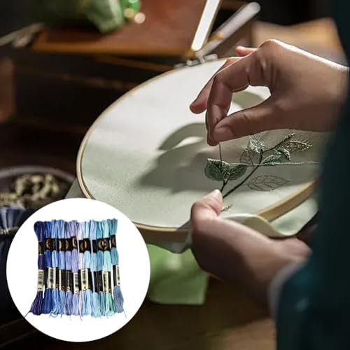 12 Skeins 105 Yards Blue Embroidery Thread Variegated Cross Stitch Floss Bulk 6 Ply Polyester Yarn Colorful Friendship Bracelet String for Sewing Making Needlecraft Knitting Stitching DIY - Image 4