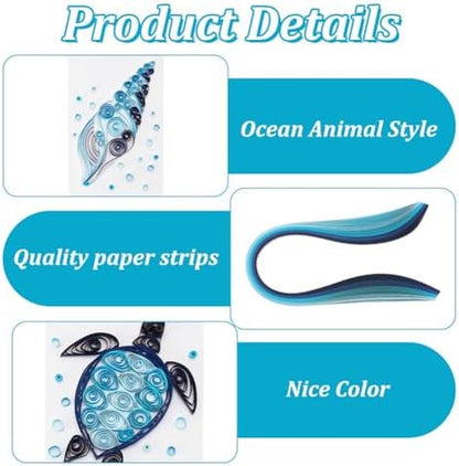 WEBEEDY Paper Quilling Kit 20 Sets DIY Sea Animals Paper Quilling Kit with Paper Quilling Strips Supplies Ocean Greeting Card Making Kits for Beginners DIY Handmade Crafts Home Room Wall Decor Gift - Image 3