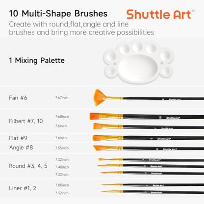 Shuttle Art 30 Colors Metallic Acrylic Paint, Artist Grade Metallic Paint in Bottles (60ml, 2oz), Rich Pigmented, High Viscosity, Non-Toxic for Artists, Beginners on Rocks Crafts Canvas Wood Fabric - Image 6