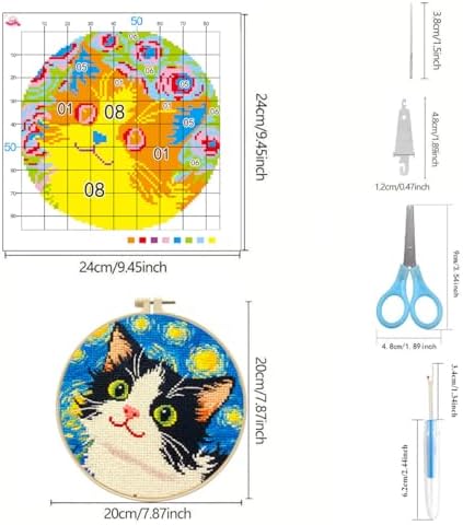 Zhenqing 3 Pack Cat Stamped Cross Stitch Kit for Beginners - Image 6