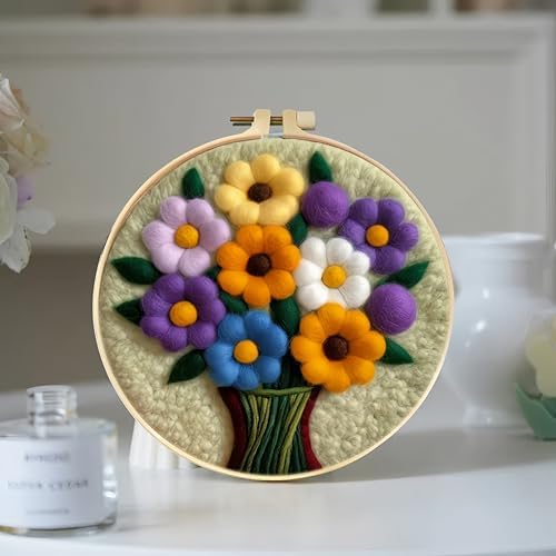 Wonafa DIY Wool Needle Felt Starter Kit, Beginner Needle Felt Kit with Wool Felt Bag, Felts Needles, Photo Frame, Foam Mat, Felts Cloth and Instructions for Home Decor, Art Crafts (Style 8) - Image 5