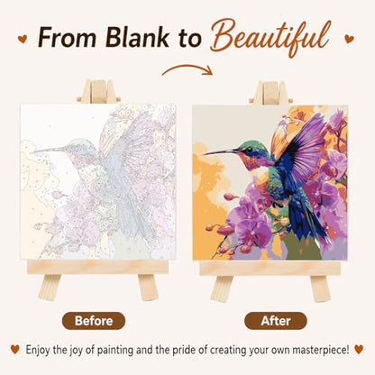 AUKELHJ Framed Paint by Numbers Kit for Adults, Hummingbird, 10x10 inch - Image 4