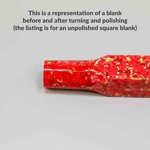 Legacy Premium Resin Project Blank - 1 1/2" x 19" Long - Red with Gold Flakes, For Pen and Project Kits, Woodturning and Crafts - Image 2