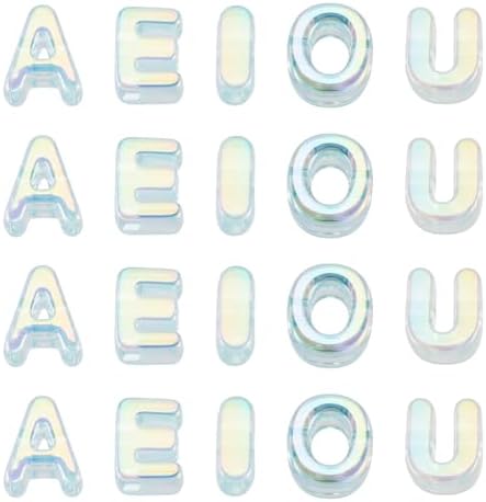 FASHEWELRY 50Pcs Vowel Large Letter Beads, 20mm Big Acrylic Alphabet Beads, Large Hole Paracord Bead for Bracelets Necklaces Bag Charms Shoelaces Keychains Lanyards (Sky Blue) - Image 7