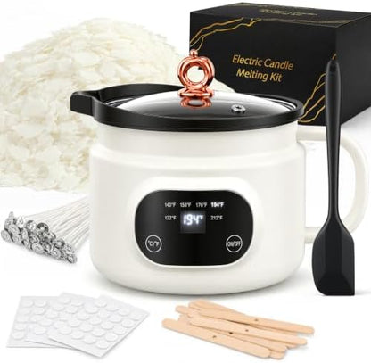 Candle Making Kit with 1.8L Electric Wax Melter 2LB Soy Wax, DIY Candle Kit by AOTOIE
