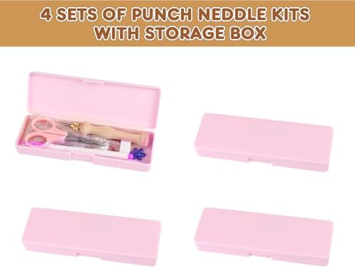 Cheloment 4 Set Punch Needle Kit with Storage Box, Adjustable Tool with 5 Metal Needles, Embroidery Set for Adults (Pink) - Image 5