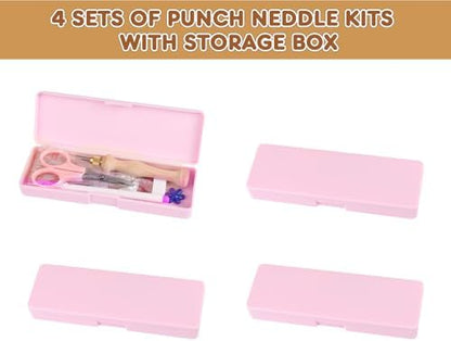 Cheloment 4 Set Punch Needle Kit with Storage Box, Adjustable Tool with 5 Metal Needles, Embroidery Set for Adults (Pink) - Image 5