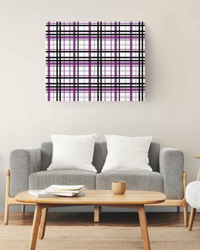 Sunteeny Paint by Number for Adults Beginner Abstract Stripes Purple Black Grey Plaid DIY Digital Oil Painting by Numbers Picture Drawing On Canvas Framed 20"x24" - Image 2
