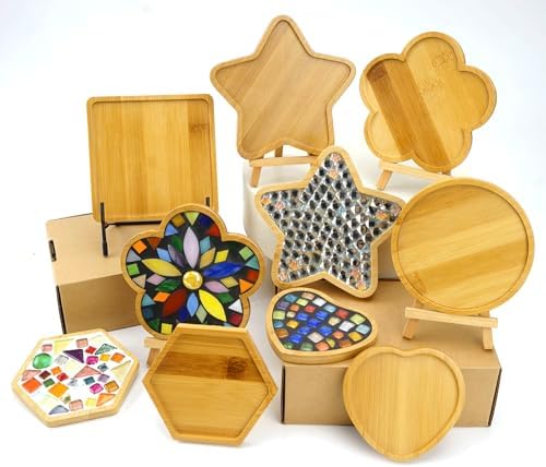 Lanyani 6pcs Wooden Mosaic Base, Various Shapes Substrates for Mosaic Crafts DIY Mosaic Tiles Coaster Base… by LanyaniArtGlassMosaics